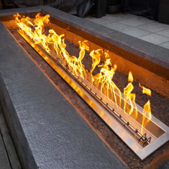 Flame Havens Linear Trough CSA 24" - 96" Drop-In Fire Pit Burner Kit - 24v Hi/Lo Electronic Ignition by HPC Fire