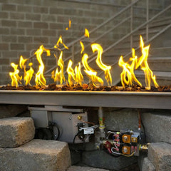 Flame Havens Linear Trough CSA 24" - 96" Drop-In Fire Pit Burner Kit - 120v Hi/Lo Electronic Ignition by HPC Fire