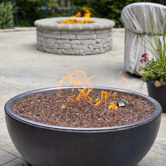 Flame Havens Round CSA 35" Aluminum Fire Pit Bowl - 120v On/Off Electronic Ignition by HPC Fire