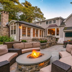 Flame Havens Round CSA 19" - 37" Drop-In Fire Pit Burner Kit - FPPK Push Button Flame Sensing by HPC Fire