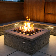 Flame Havens Square CSA 18" - 42" Drop-In Fire Pit Burner Kit - 120v On/Off Electronic Ignition by HPC Fire