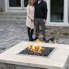 Flame Havens Square CSA 18" - 36" Drop-In Fire Pit Burner Kit - 120v Hi/Lo Electronic Ignition by HPC Fire