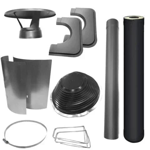Harvia WHP1000500M Chimney & Assembly Kit, Barrel, Flat Roof Black - Green Vista Living