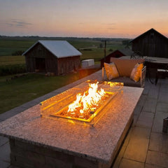 Flame Havens Rectangle CSA 24" - 90" Drop-In Fire Pit Burner Kit - 120v On/Off Electronic Ignition by HPC Fire