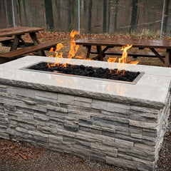 Flame Havens Rectangle CSA 24" - 54" Drop-In Fire Pit Burner Kit - FPPK Push Button Flame Sensing by HPC Fire
