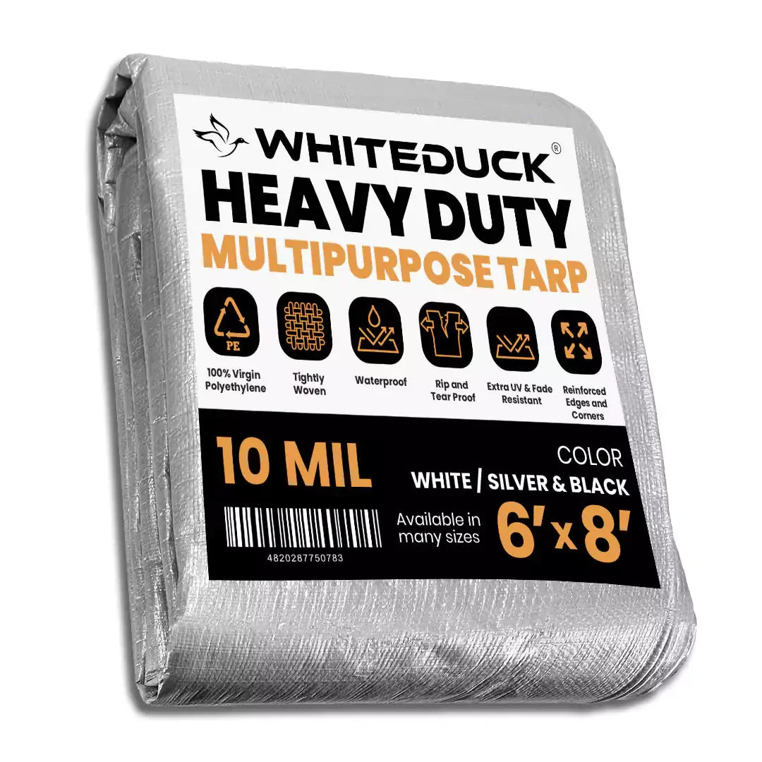 16’ x 20’ Heavy Duty Poly Tarp 10 mil, 6 oz - Black & Silver - Green Vista Living