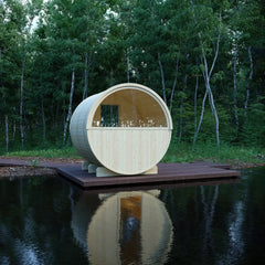 Helsinki Finnish Barrel Sauna with Terrace and WiFi Heater - Finnish Sauna Builders - Green Vista Living