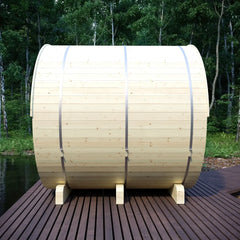 Helsinki Finnish Barrel Sauna with Terrace and WiFi Heater - Finnish Sauna Builders - Green Vista Living