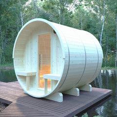 Helsinki Finnish Barrel Sauna with Terrace and WiFi Heater - Finnish Sauna Builders - Green Vista Living