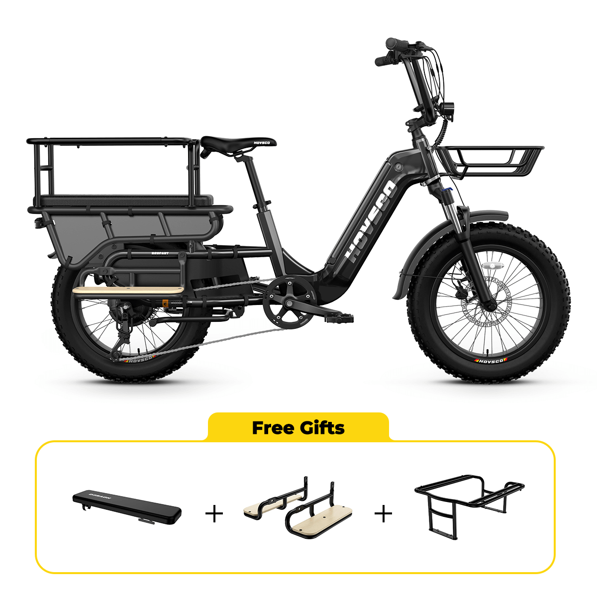 HOVSCO HovCart 20“ Step-Thru Electric Fat Tire Cargo Bike - Green Vista Living