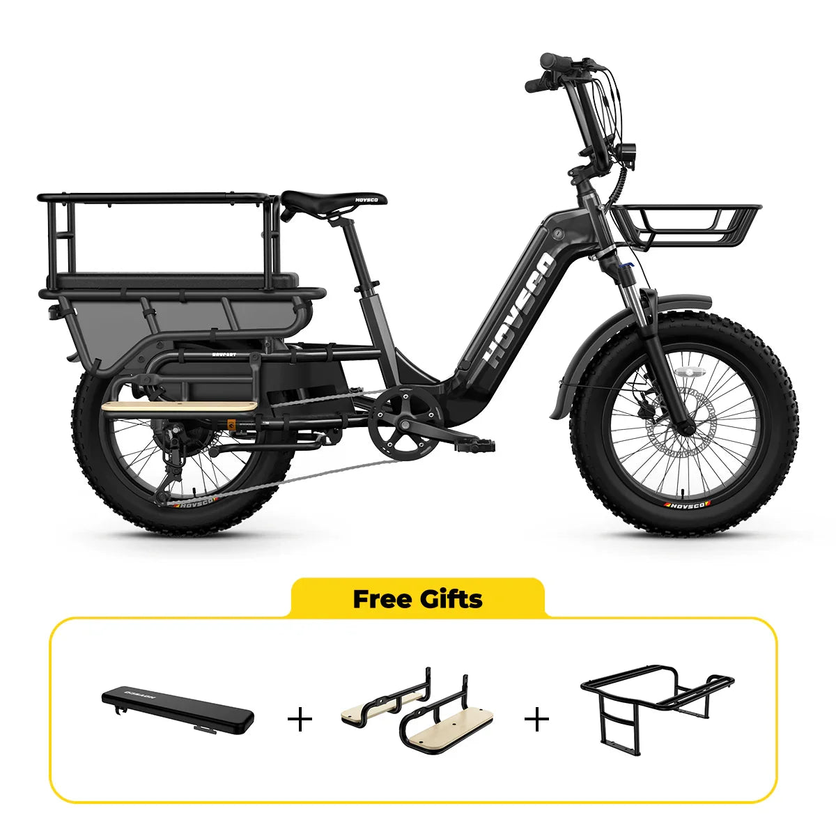 HOVSCO HovCart 20“ Step-Thru Electric Fat Tire Cargo Bike - Green Vista Living