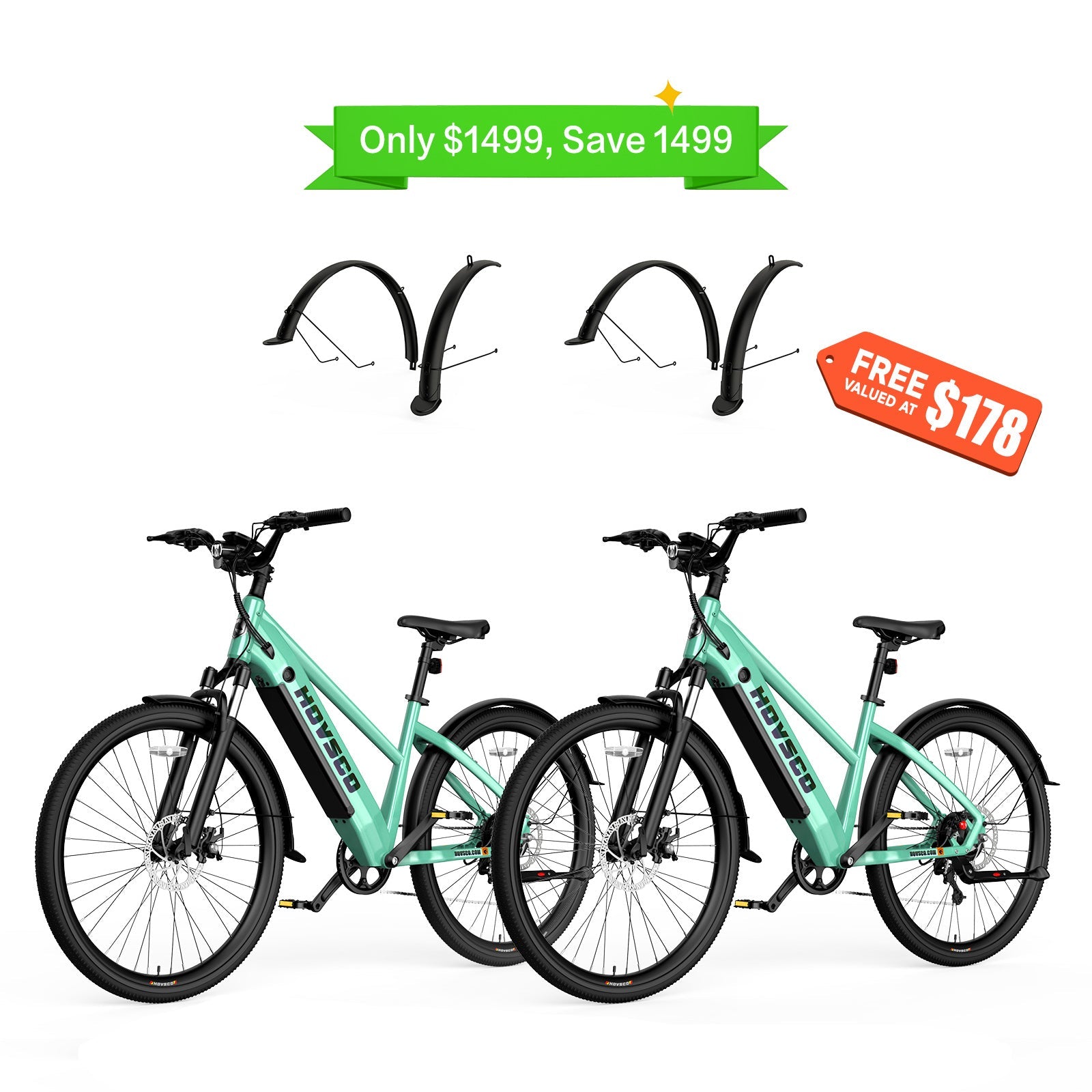 HOVSCO HovCity 27.5" Step-Thru Cruiser Electric Bike For Adults - Green Vista Living