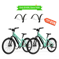 HOVSCO HovCity 27.5" Step-Thru Cruiser Electric Bike For Adults - Green Vista Living