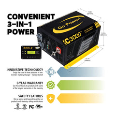 Go Power! IC Series 3000-Watt Inverter Charger - Green Vista Living