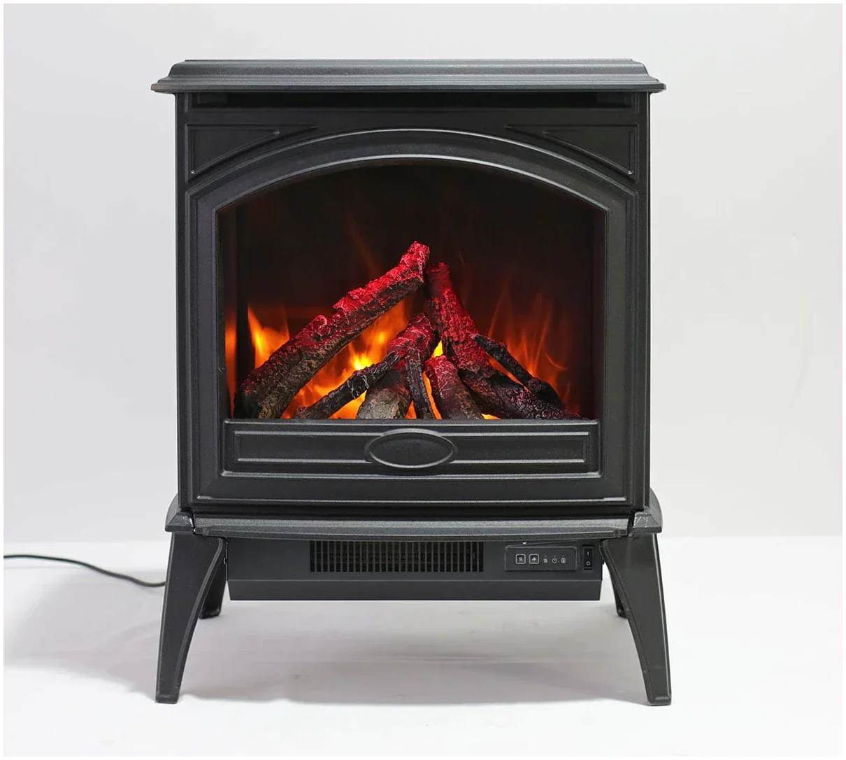 Amantii E70-NA Lynwood Series - 70 cm Freestand Electric Stove Featuring a Cast Iron Frame and a 10 Piece Birch Log Set - Green Vista Living