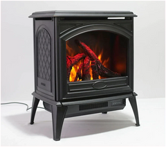 Amantii E50-NA Lynwood Series - 50 cm Freestand Electric Stove Featuring a Cast Iron Frame and a 10 Piece Birch Log Set - Green Vista Living