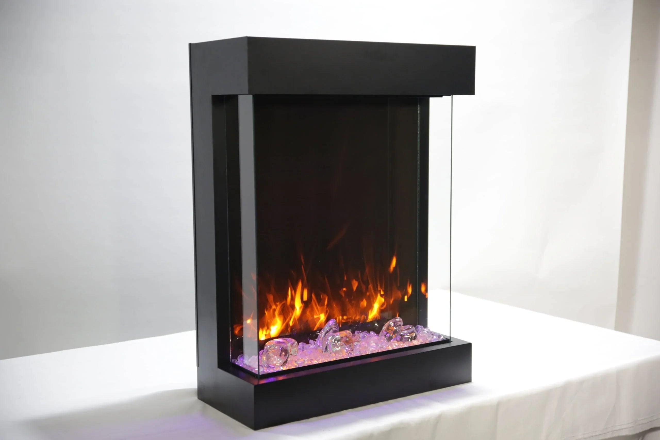 Amantii Wall Mount Cube 20 inch Indoor Outdoor 3 Sided Electric Fireplace - Green Vista Living