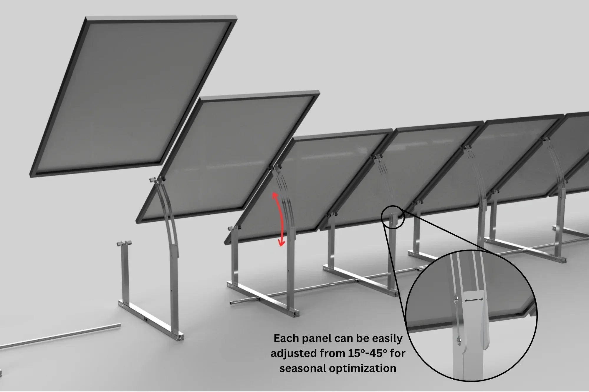 IntegraRack IR-45ASA Solar Panel Ground Mount | 15-45 Degree Adjustable Angle | Aircraft Grade Aluminum IntegraRack