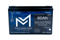 Monster Marine Lithium 24V 80Ah deep cycle marine battery with Bluetooth and LiFePO4 technology