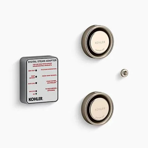 Kohler Invigoration Series DTV+ H-5549-K1 Tandem Steam Adapter Kit with Two Steam Heads, Temperature Sensor, Adapter (18kW to 30kW) - Green Vista Living