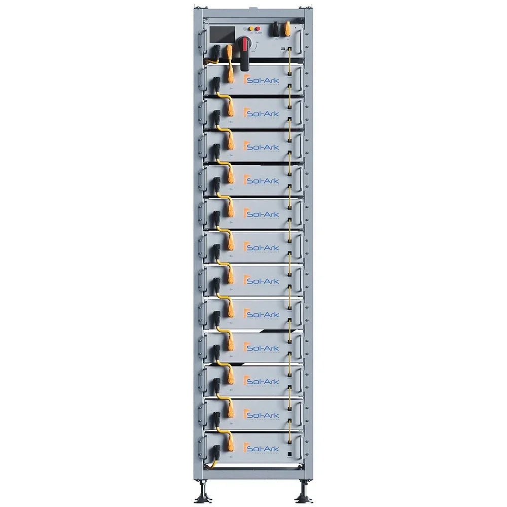 Sol-Ark L3-HV-60kWh battery system, tall rack-mounted energy storage unit, front view