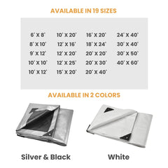 16’ x 20’ Heavy Duty Poly Tarp 10 mil, 6 oz - Black & Silver - Green Vista Living