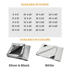 16’ x 20’ Heavy Duty Poly Tarp 10 mil, 6 oz - Black & Silver - Green Vista Living