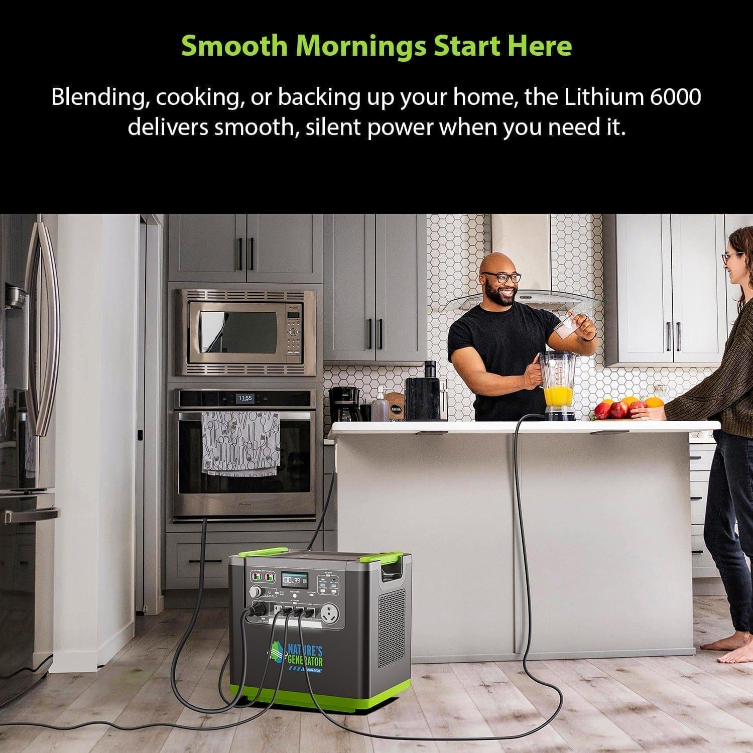 Nature's Generator Lithium 6000 with Solar Panels and Wind Turbine - Green Vista Living