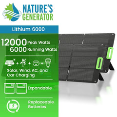 Nature's Generator Lithium 6000 with Solar Panel - Green Vista Living