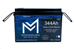 Monster Marine Lithium Mammoth 12V 344Ah deep cycle marine LiFePO4 battery with blue label
