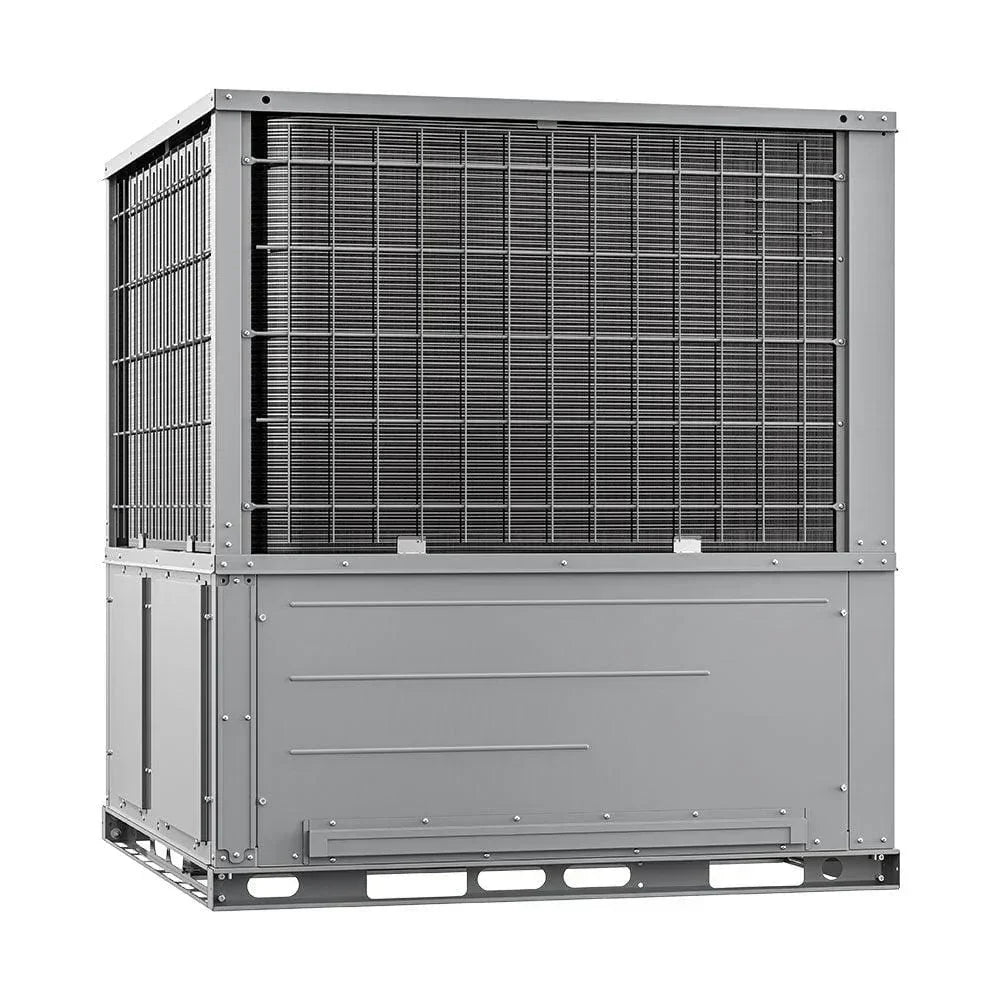 MRCOOL 2 ton Universal heat pump package unit, gray exterior, front side view