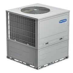 MRCOOL 2 ton Universal Heat Pump Package Unit, grey metal exterior, top fan visible