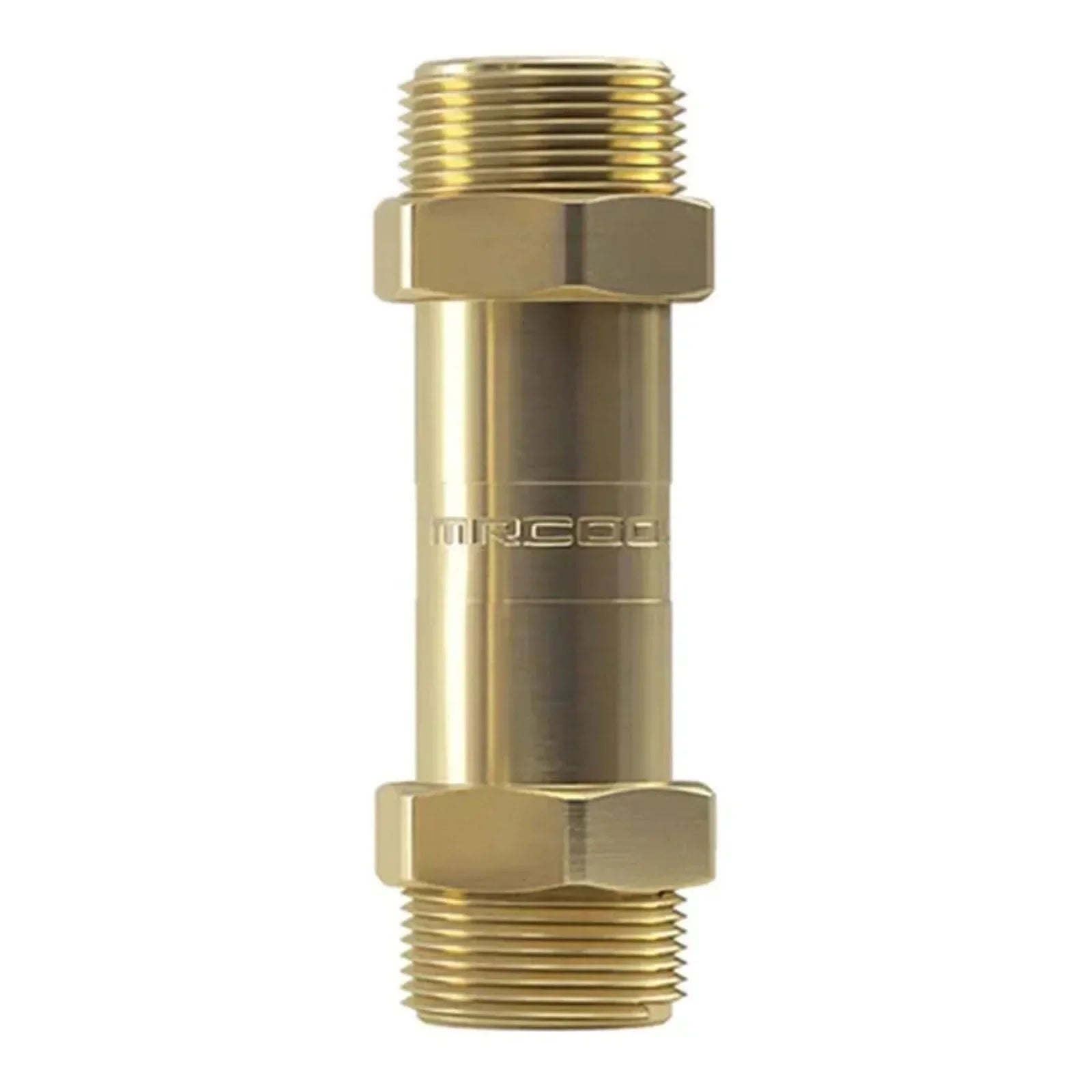MRCOOL brass line set coupler fitting with threaded ends for HVAC systems