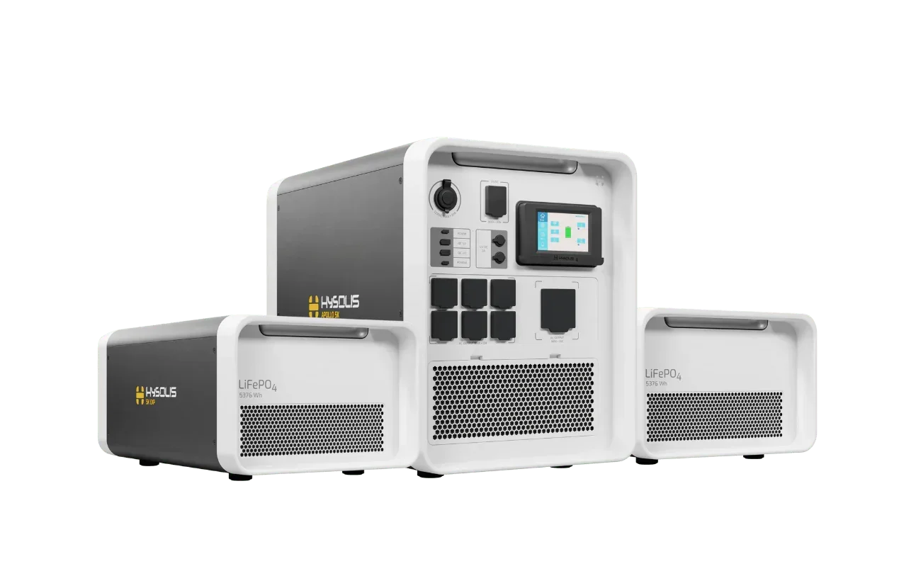 Hysolis portable solar generator system with two LiFePO4 battery packs and control panel
