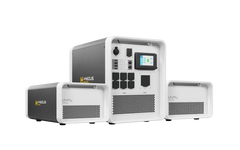 Hysolis portable solar generator system with two LiFePO4 battery packs and control panel
