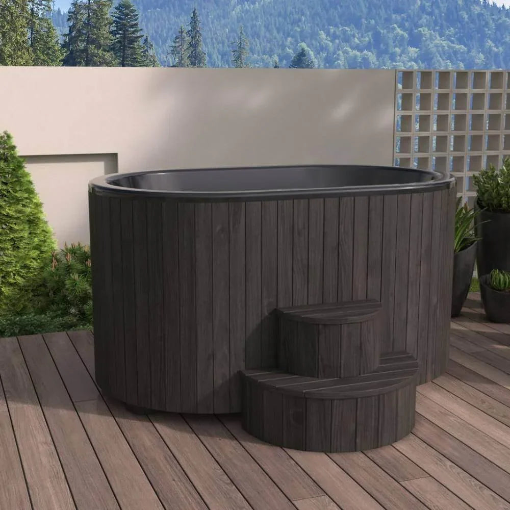 SaunaLife 2-Person Black Thermo-Pine Cold/Hot Plunge Tub w/ Water Chiller/Heater | Model S2B - Green Vista Living