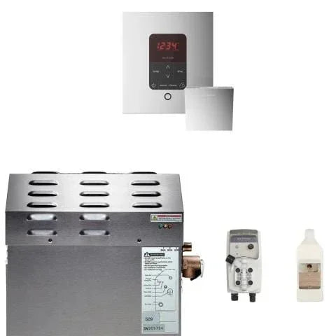 Mr.Steam 5kW Steam Shower Generator Package with iTempoPlus Control in Square, Polished Chrome - Green Vista Living