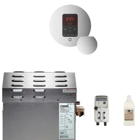 Mr.Steam 9kW Steam Shower Generator Package with iTempoPlus Control in Round, Polished Chrome - Green Vista Living