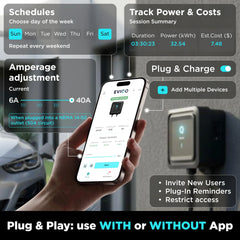 EVIQO NACS Level 2 EV Charger, 40A (9.6kW), 240V, NEMA 14-50 Plug In, for Tesla EVs
