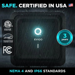 EVIQO NACS Level 2 EV Charger, 40A (9.6kW), 240V, NEMA 14-50 Plug In, for Tesla EVs
