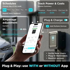 EVIQO NACS Level 2 EV Charger, 48A (50A Max), 240V, Hardwired, for Tesla EVs