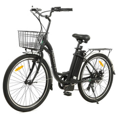 Ecotric 26inch Black Peacedove electric city bike with basket and rear rack - Green Vista Living