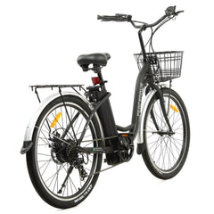 Ecotric 26inch Black Peacedove electric city bike with basket and rear rack - Green Vista Living