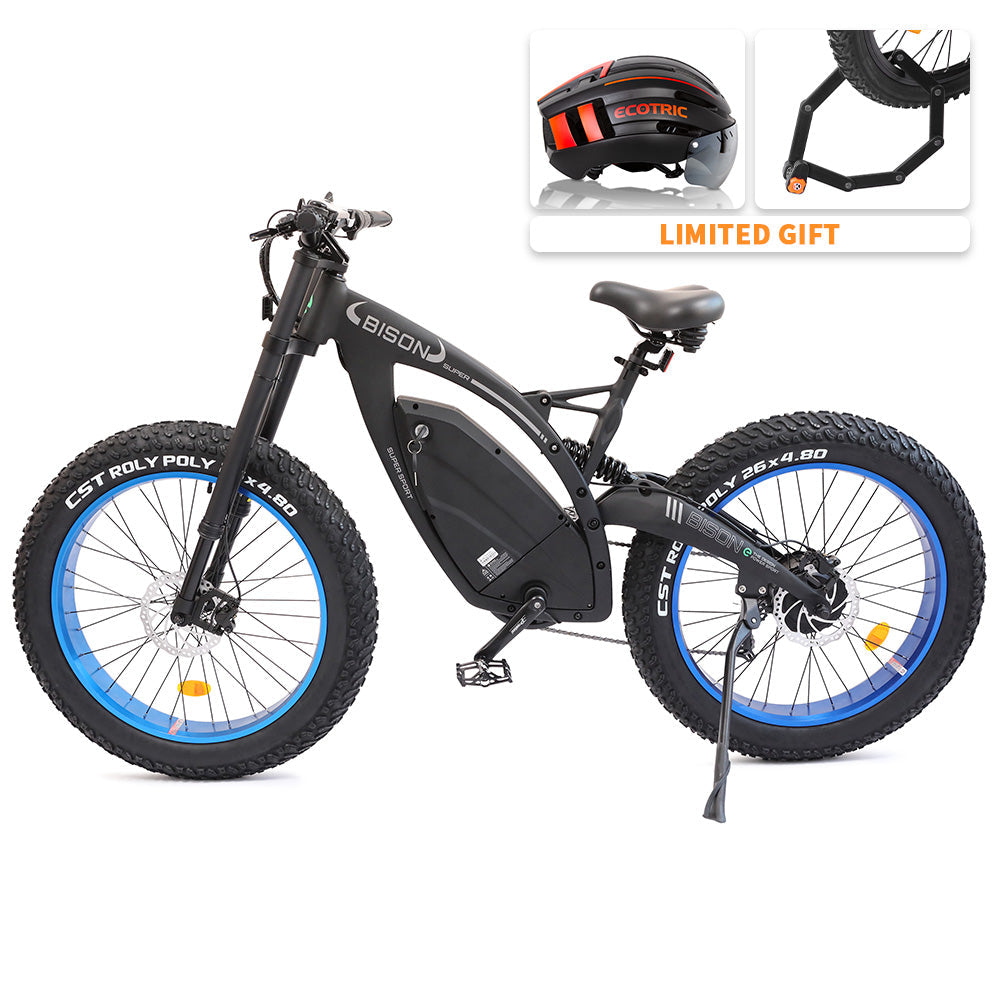 Ecotric 48v 17.5AH 1000W big fat tire ebike Bison-Matt Black - Green Vista Living