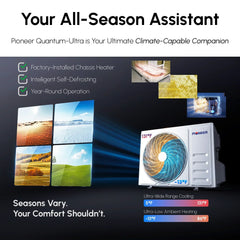 Pioneer® Quantum Ultra™ 23,000 BTU 23 SEER2 230V High-Wall Ductless Energy-Star Mini-Split Air Conditioner Inverter Heat Pump Full Set - Green Vista Living