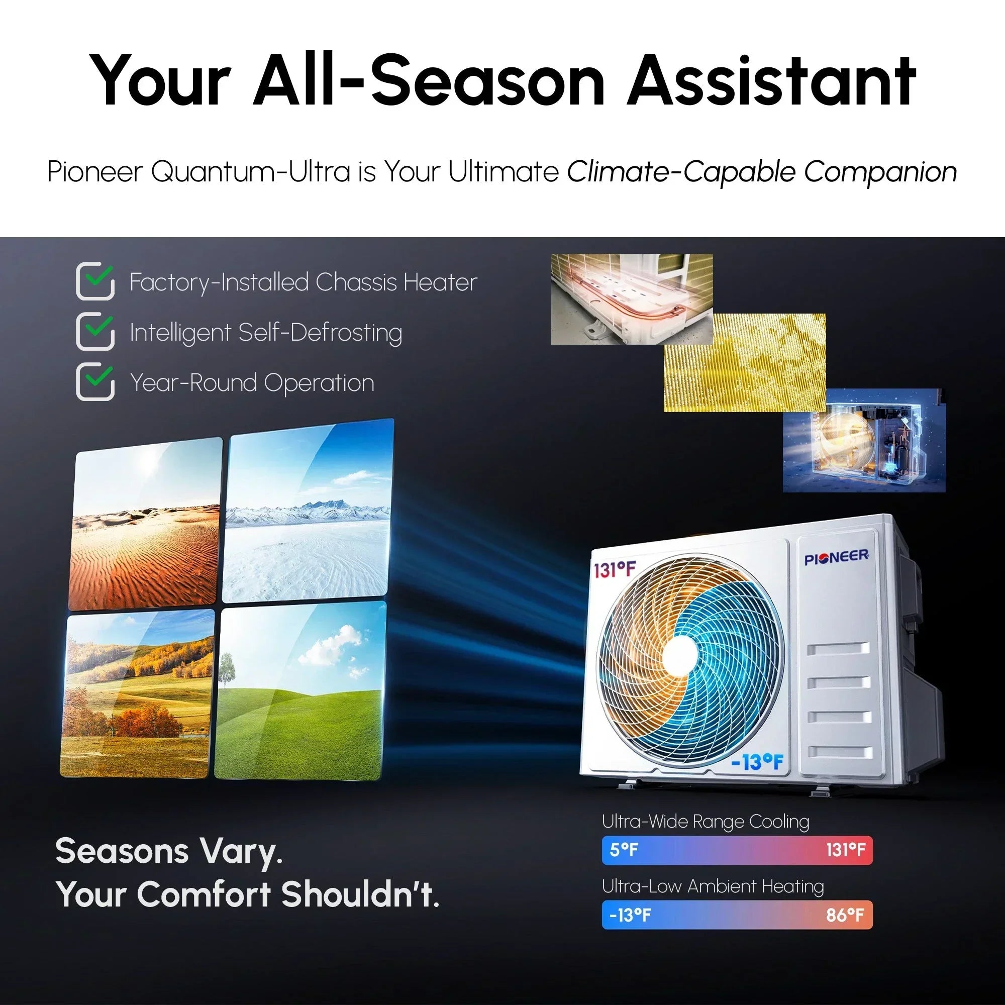 Pioneer® Quantum Ultra™ 9,000 BTU 24 SEER2 230V High-Wall Ductless Energy-Star Mini-Split Air Conditioner Inverter Heat Pump Full Set - Green Vista Living