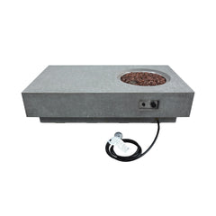 OFG104 rectangular Metropolis fire table with lava rocks and attached propane hose