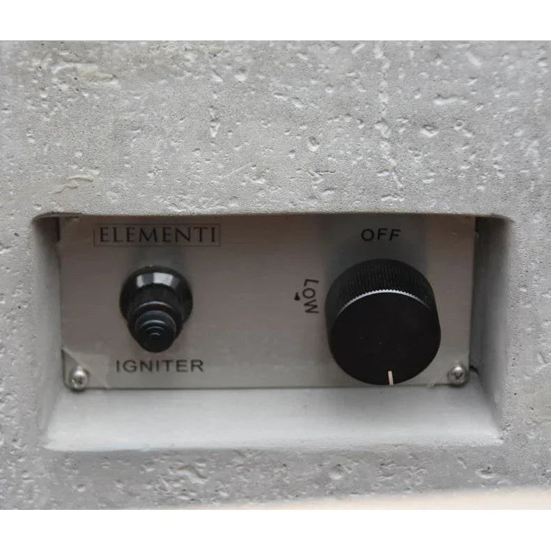 Elementi fire table control panel with igniter button and black control knob