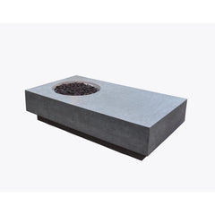 OFG104 rectangular concrete fire pit table with lava rocks, modern outdoor design