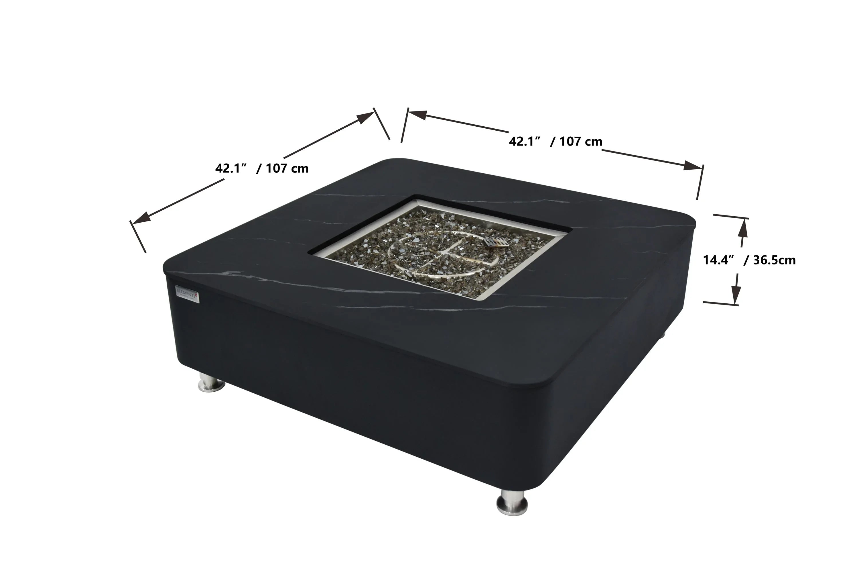 Elementi Plus OFP101BB Copenhagen Porcelain Top Outdoor Fire Table - Green Vista Living